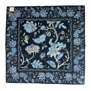 NWT April Cornell Cafe Cloth Tablecloth Jacobean Garden Blue 36 x 36
